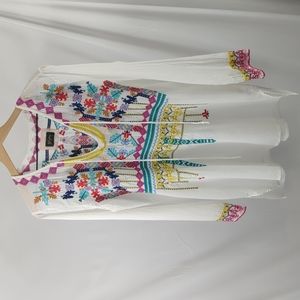 Johnny Was Biya Needlepoint Embroidered Tunic